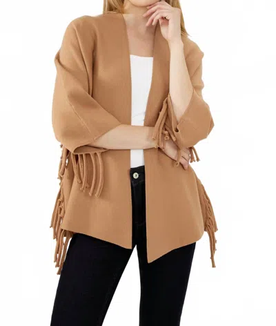 Frank Lyman Open-front Relaxed Cardigan In Beige In Brown