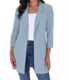 Frank Lyman Open Knit Blazer Jacket In Sky Blue In Blue