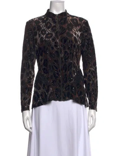 Pre-owned Frank Lyman Patterned Long Sleeve Top W/ Tags In Black