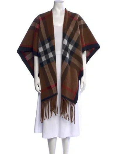 Pre-owned Frank Lyman Plaid Print Open Front Sweater In Brown