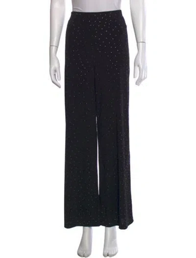Pre-owned Frank Lyman Polka Dot Print Wide Leg Pants In Black