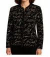 Frank Lyman Print Jacket In Black/beige In Black