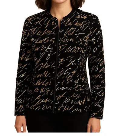 Frank Lyman Print Jacket In Black/beige
