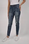 Frank Lyman Print Jean In Denim In Blue