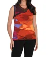 Frank Lyman Print Sleeveless Tank Top In Royal/orange In Multi