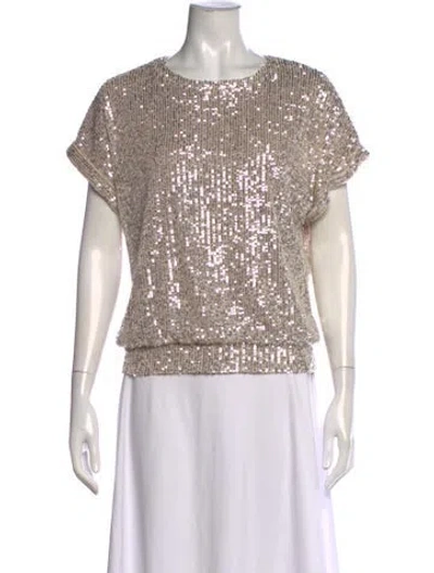 Pre-owned Frank Lyman Printed Crew Neck Top In Neutral