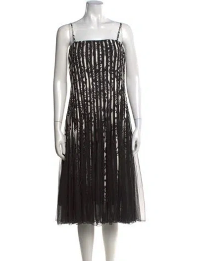 Pre-owned Frank Lyman Printed Midi Length Dress In Black