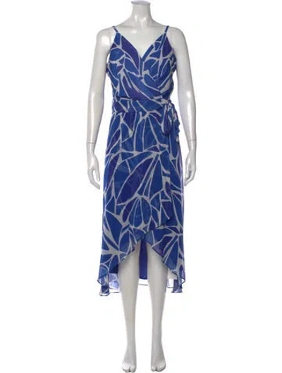 Pre-owned Frank Lyman Printed Midi Length Dress In Blue