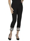 Frank Lyman Pull On Knit Pant In Black/off White In Black