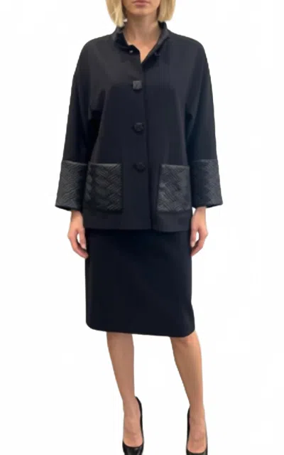 Frank Lyman Quilted Suit And Skirt Set In Black