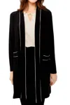 Frank Lyman Relaxed Fit Open Front Duster In Black /beige In Multi