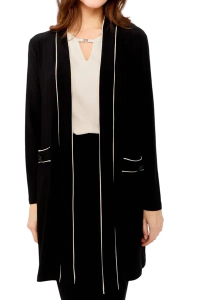 Frank Lyman Relaxed Fit Open Front Duster In Black /beige In Multi