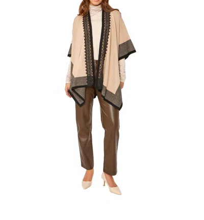 Frank Lyman Relaxed Fit Sleeveless Poncho In Beige/black In Brown