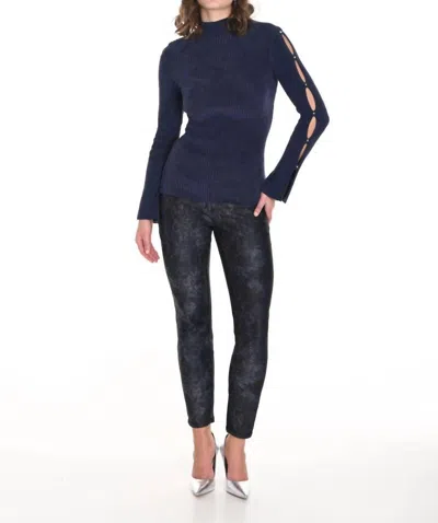 Frank Lyman Reversible Denim Jean In Blue/black