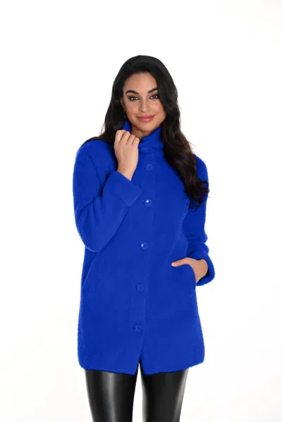 Frank Lyman Rhea Eyelash Knit Jacket In Royal Blue