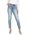 Frank Lyman Rhinestone Embellished Pockets Jeans In Light Wash In Blue