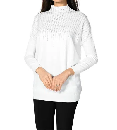 Frank Lyman Rhinestone Knit Top In Off White