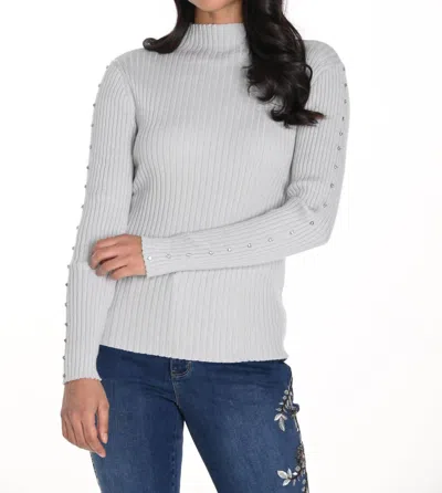 Frank Lyman Ribbed Knit Turtleneck Top In Grey