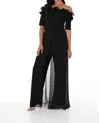 Frank Lyman Ruffle Detail Jumpsuit In Black In Black