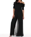 Frank Lyman Ruffle Detail Jumpsuit In Black In Black