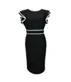 Frank Lyman Ruffle Sleeve Dress In Black/white In Multi