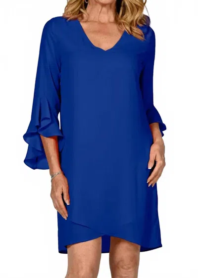 Frank Lyman Ruffle Sleeve Dress In Blue