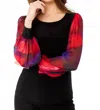 Frank Lyman Scoop Neck Knit Top In Black/red In Black