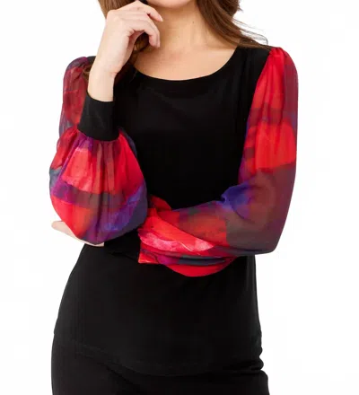 Frank Lyman Scoop Neck Knit Top In Black/red