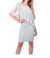 Frank Lyman Chiffon Drape Dress With Bead Detail In Baby Blue In Multi