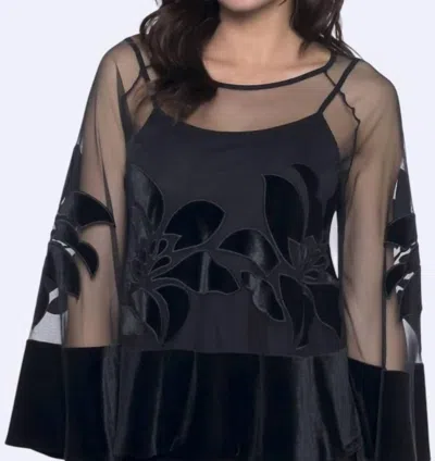 Frank Lyman Semi-transparent Velvet Insert Top In Black
