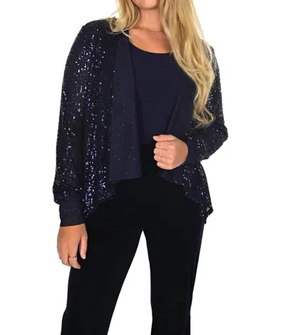 Frank Lyman Sequin Jacket In Navy In Blue