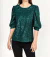 Frank Lyman Sequins Top In Green In Green