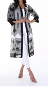 Frank Lyman Sheer Woven Duster In Black/off White In Multi