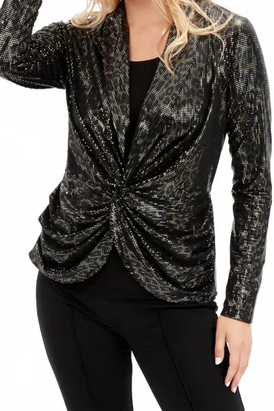 Frank Lyman Shimmer Knit Wrap Top In Black