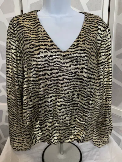 Frank Lyman Shimmer Top In Black And Gold In Multi