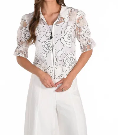 Frank Lyman Short Sleeve Jacket In Black And White In Multi