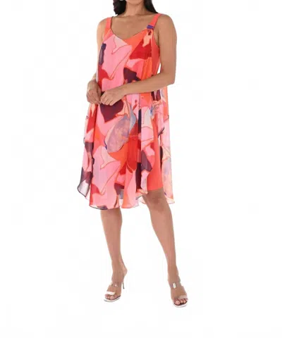 Frank Lyman Sleeveless Chiffon Cape Dress In Orange