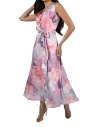 Frank Lyman Sleeveless Floral Print Wrap Dress In Lilac/pink In Multi