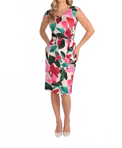 Frank Lyman Sleeveless Floral Sheath Dress In Pink/ocean Green In Multi