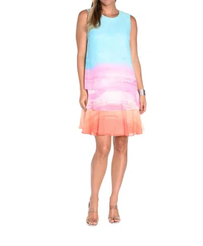 Frank Lyman Sleeveless Layered Dress In Pastel In Multi