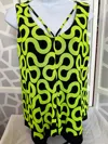 Frank Lyman Sleeveless Mesh Top In Lime Green/black In Multi