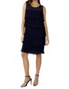 Frank Lyman Sleeveless Ruffle Dress In Navy In Blue
