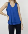 Frank Lyman Sleeveless V-neck Pullover Top In Blue In Blue