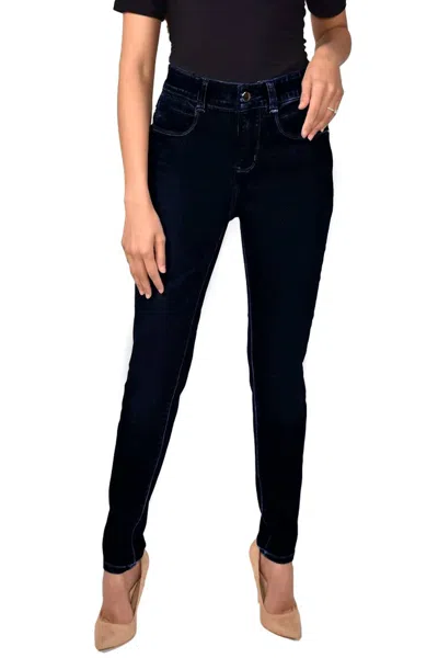 Frank Lyman Slim Ankle Length Jeans In Dark Wash In Blue