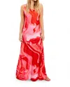 Frank Lyman Spaghetti Strap Print Dress In Red/pink In Multi