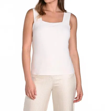 Frank Lyman Square Neck Knit Tank In Porcelain White