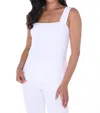Frank Lyman Square Neck Solid Tank In Off White In White
