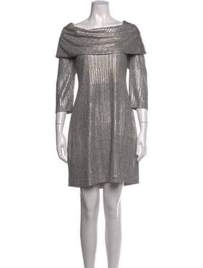 Pre-owned Frank Lyman Striped Mini Dress In Grey