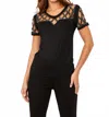 Frank Lyman Studded Scoop Neck Knit Top In Black In Black
