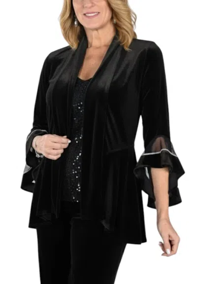 Frank Lyman Stunning Velvet Knit Cardigan In Black